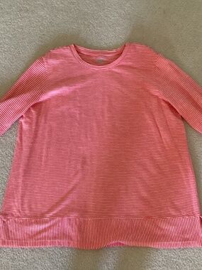 Lands End coral striped top XL